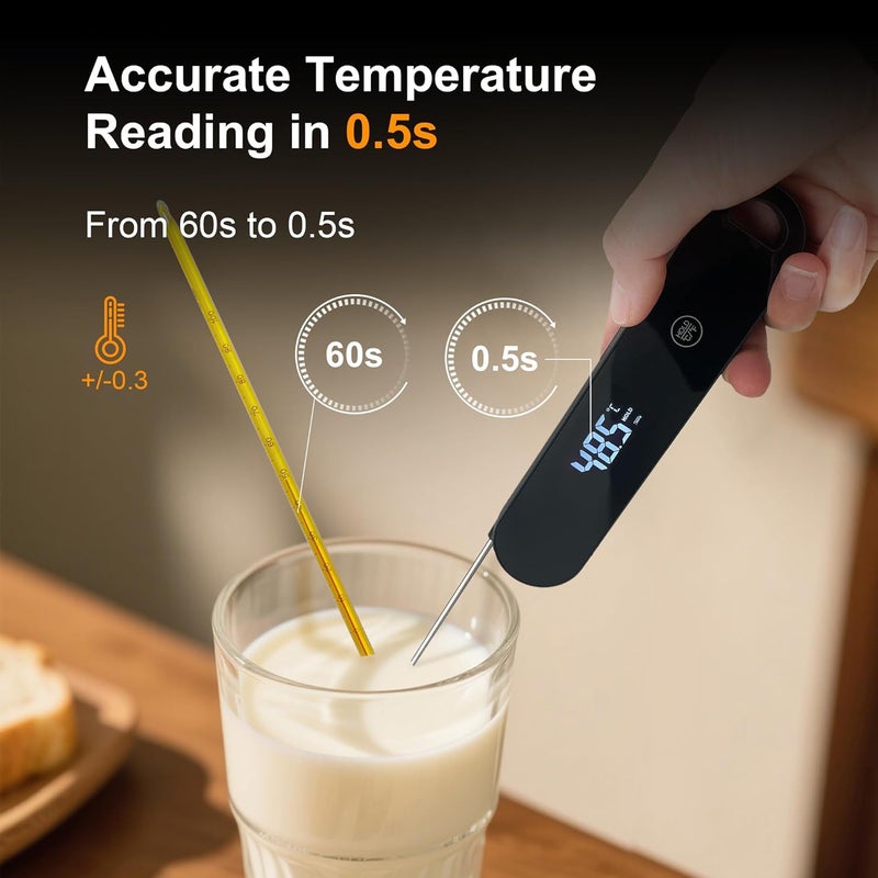 Charmline Professional Meat Thermometer Digital, High-Precision Kitchen Thermometer, 0.5s Instant Read, ±0.3°C Accuracy, Food Thermometers for Meat, Baking and Grilling, 180° Auto-Rotating Display - Image 2